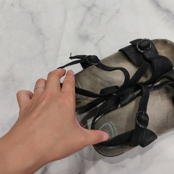 Dansko Sandi Leather Open Toe Stap On Sandals Black - Picture 3 of 5